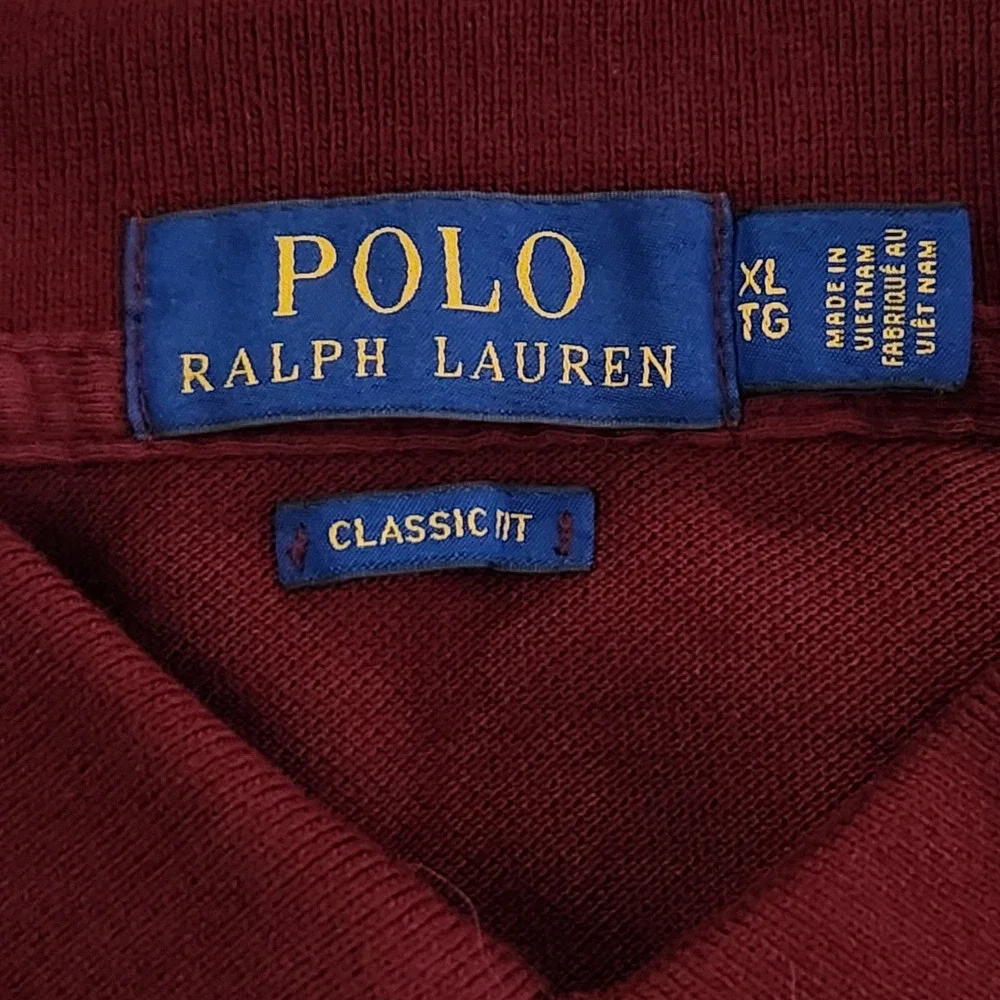 Polo Ralph Lauren Polo Shirt Men XL Burgundy Classic Fit Short Sleeve Cotton NEW